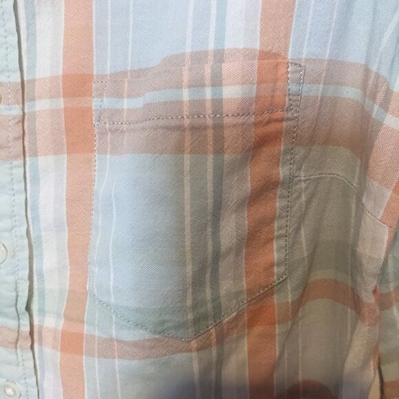 J. Crew | The Perfect Shirt in Mint/Coral Plaid - Picture 5 of 7